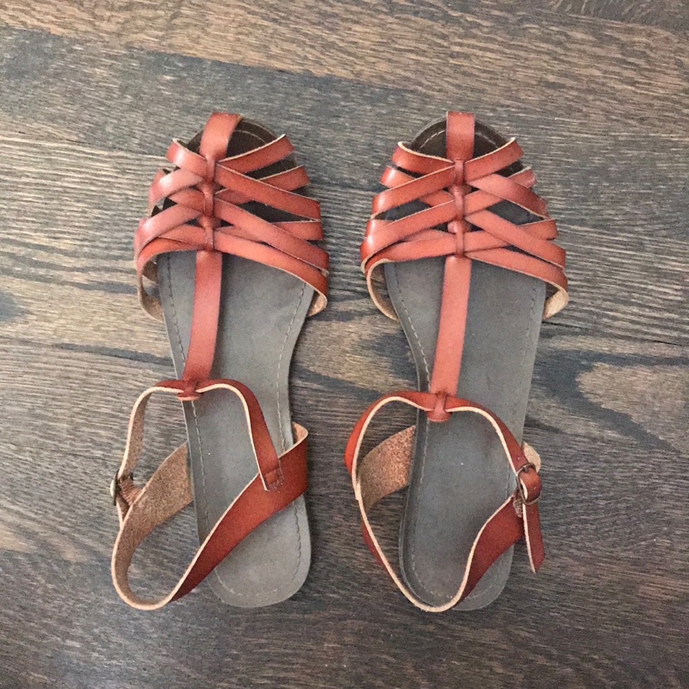 Leather woven-style sandals